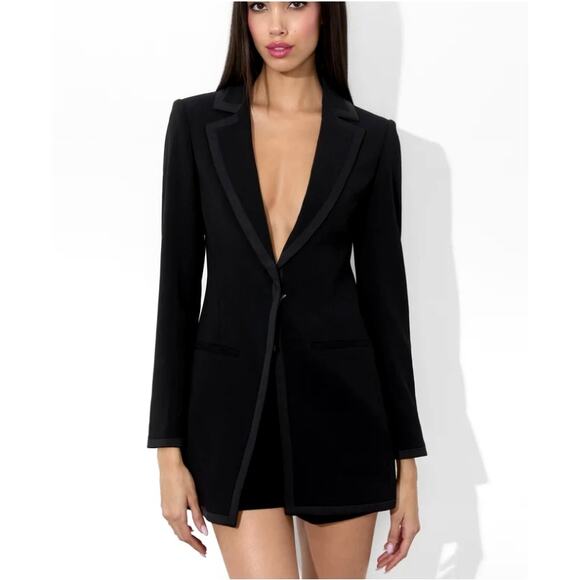 Alice + Olivia Black Mya Fitted Blazer Size 2 - Picture 1 of 14